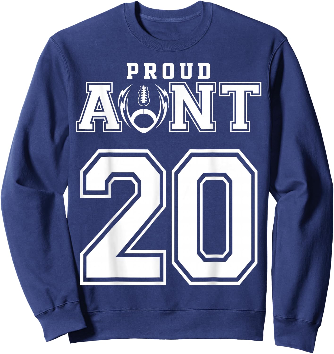 Custom Proud Football Aunt Number 20 Personalized Sweatshirt - Sweatshirt | Navy