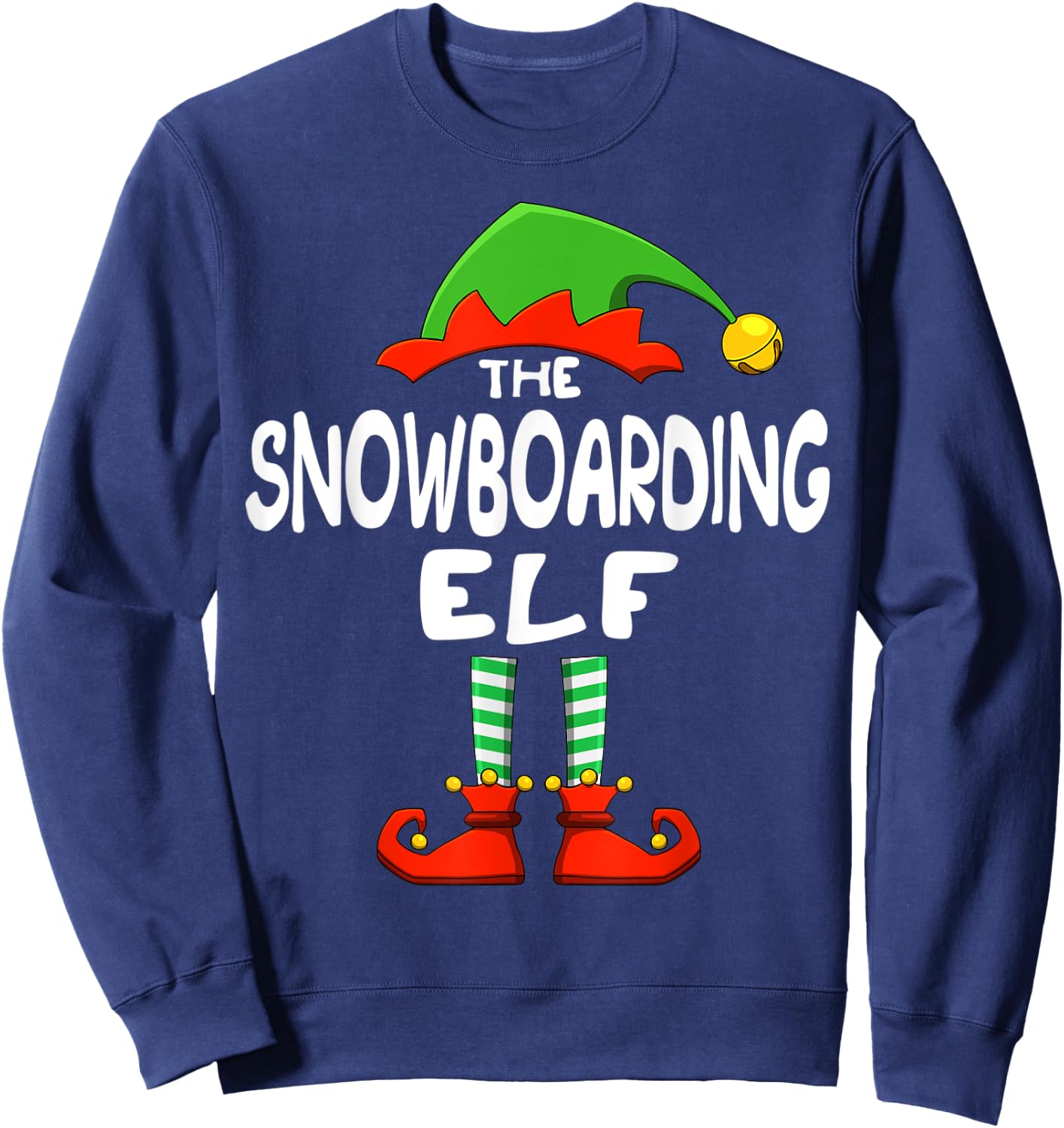The Snowboarding Elf Funny Matching Family Christmas Sweatshirt - Sweatshirt | Navy