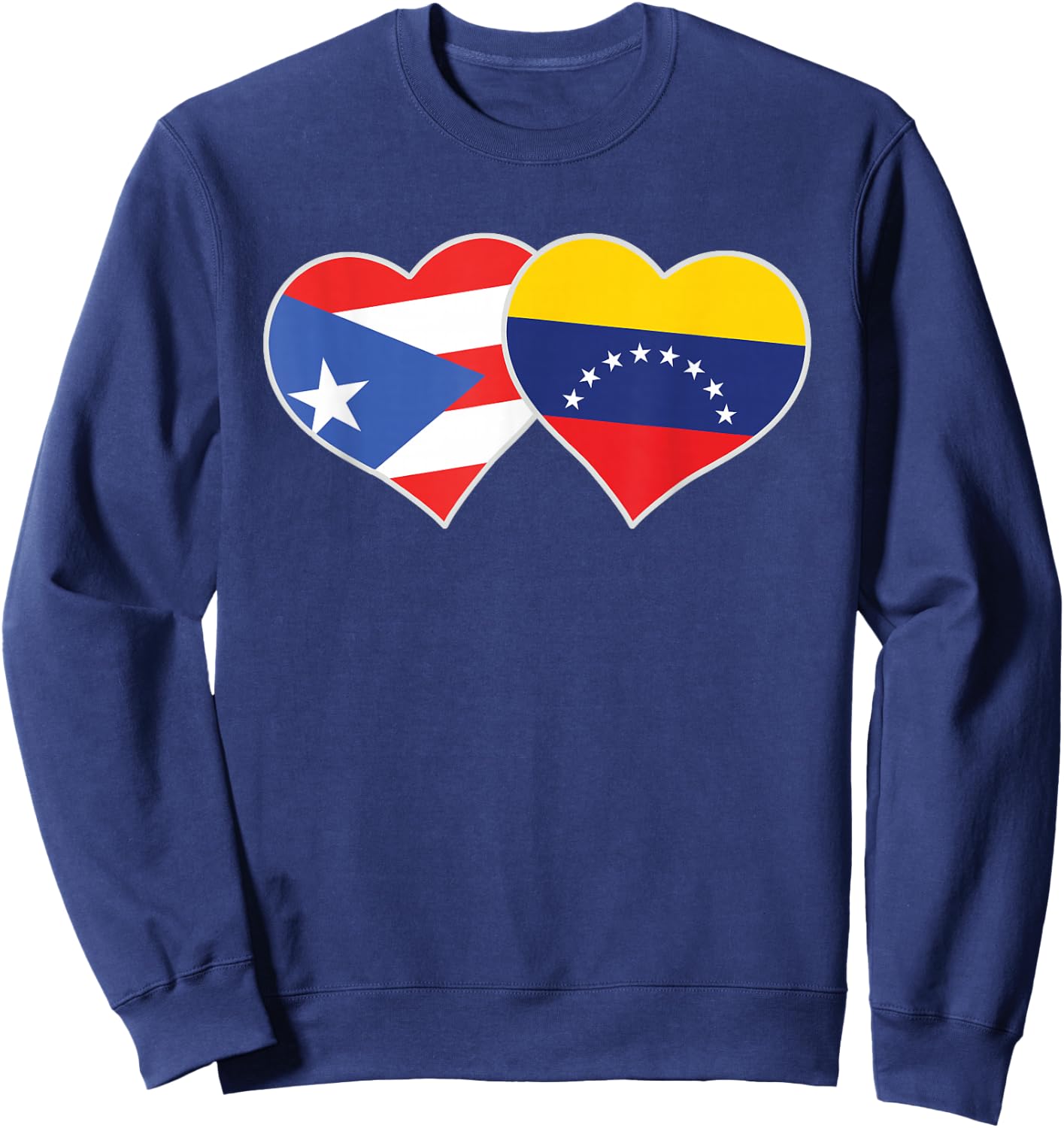 Puerto Rico Venezuela Flag Heart Puerto Rican Venezuelan Sweatshirt - Sweatshirt | Navy