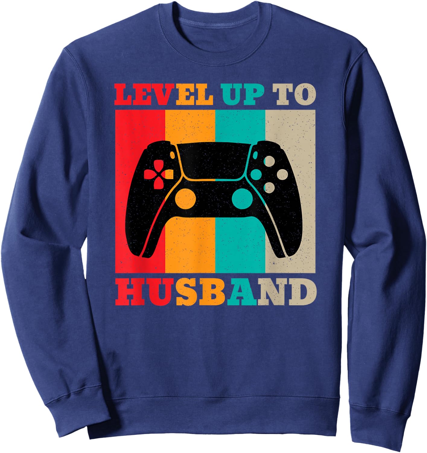 Funny Honeymoon Men's Level Up To Husband Just Married Sweatshirt - Sweatshirt | Navy