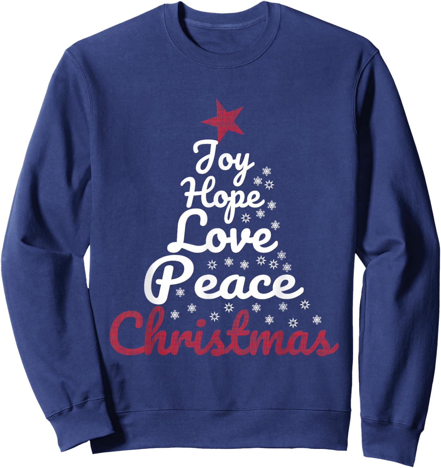 Star Design Joy Hope Love Peace Christmas Sweatshirt - Sweatshirt | Navy