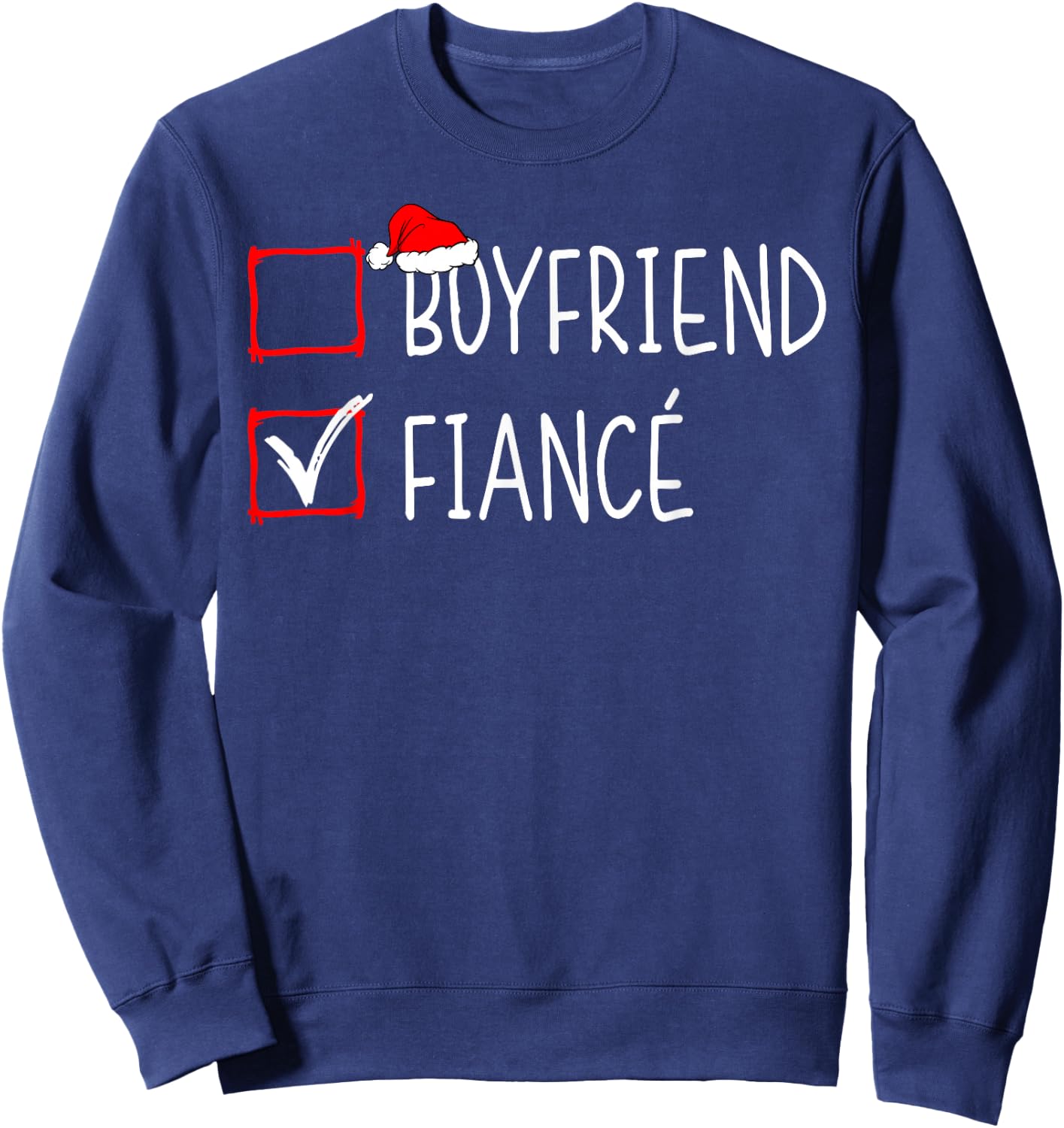 Fiance Fiancee Engaged Couples Matching Christmas Engagement Sweatshirt - Sweatshirt | Navy
