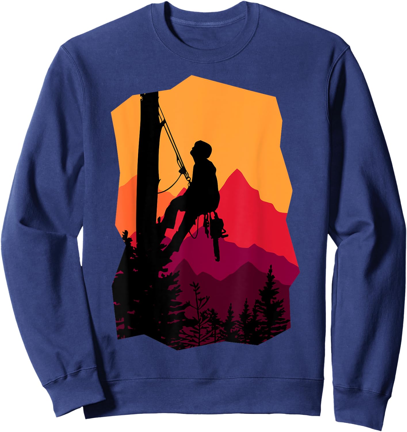 Cool Arborist Tree Surgeon Apparel Arborist Arboriculturist Tree Surgeon Retro Graphic Black -Youth Small Sweatshirt - Sweatshirt | Navy