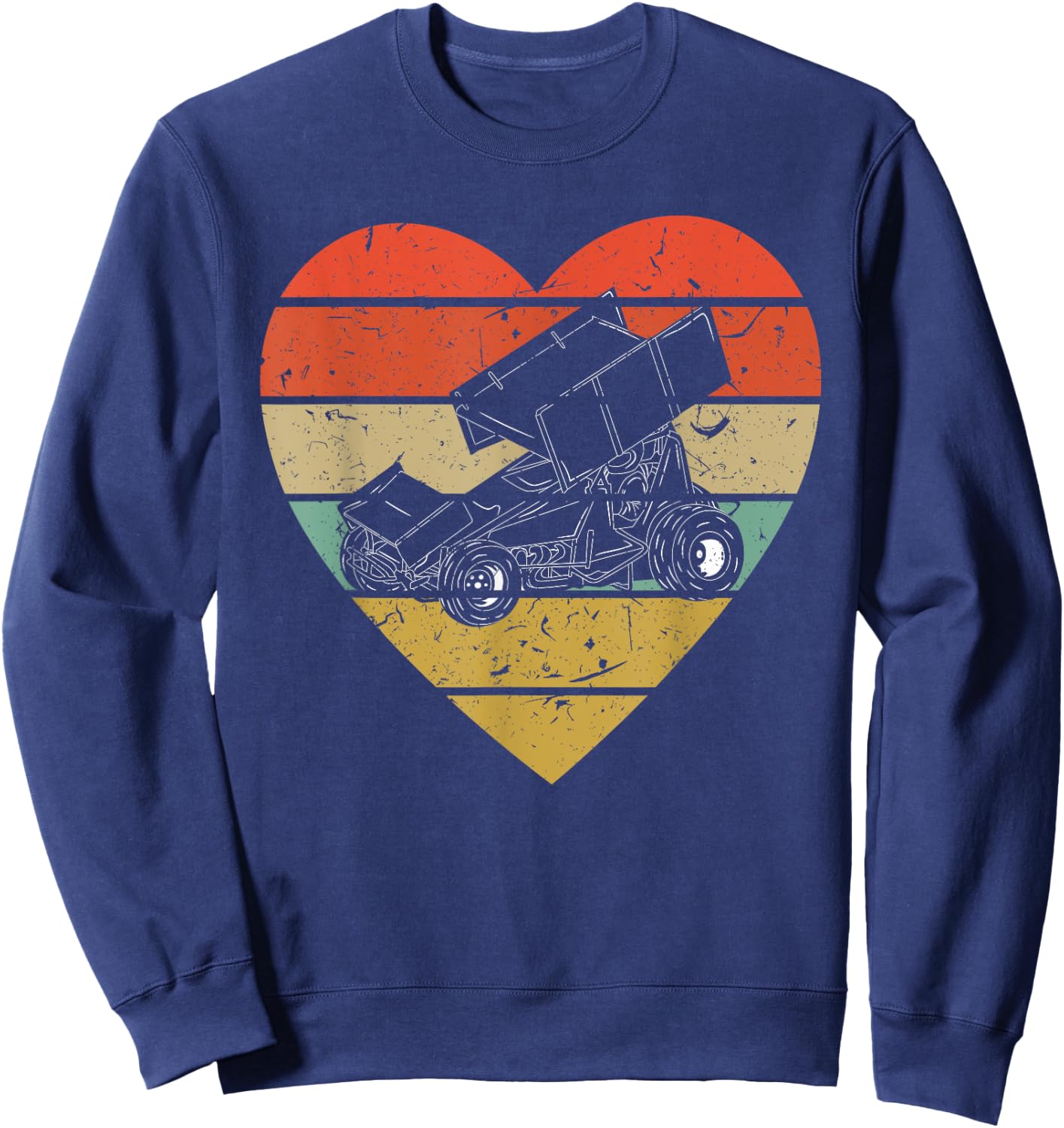 Sprint Car Racing Vintage Design Retro Racer Heart Sport Fan Sweatshirt - Sweatshirt | Navy