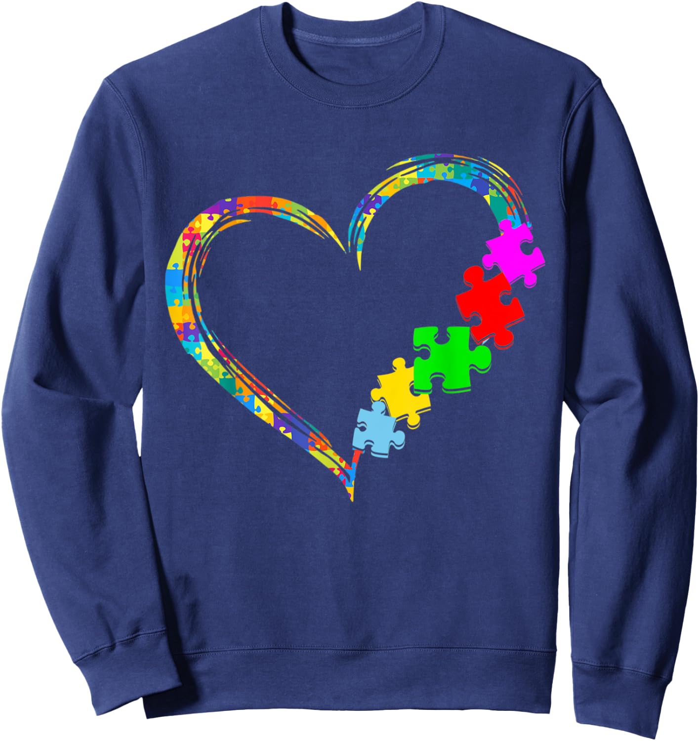 Autism Awareness Ribbon Love Puzzle Piece Teacher Costume Men Women Kids Sweatshirt - Sweatshirt | Navy