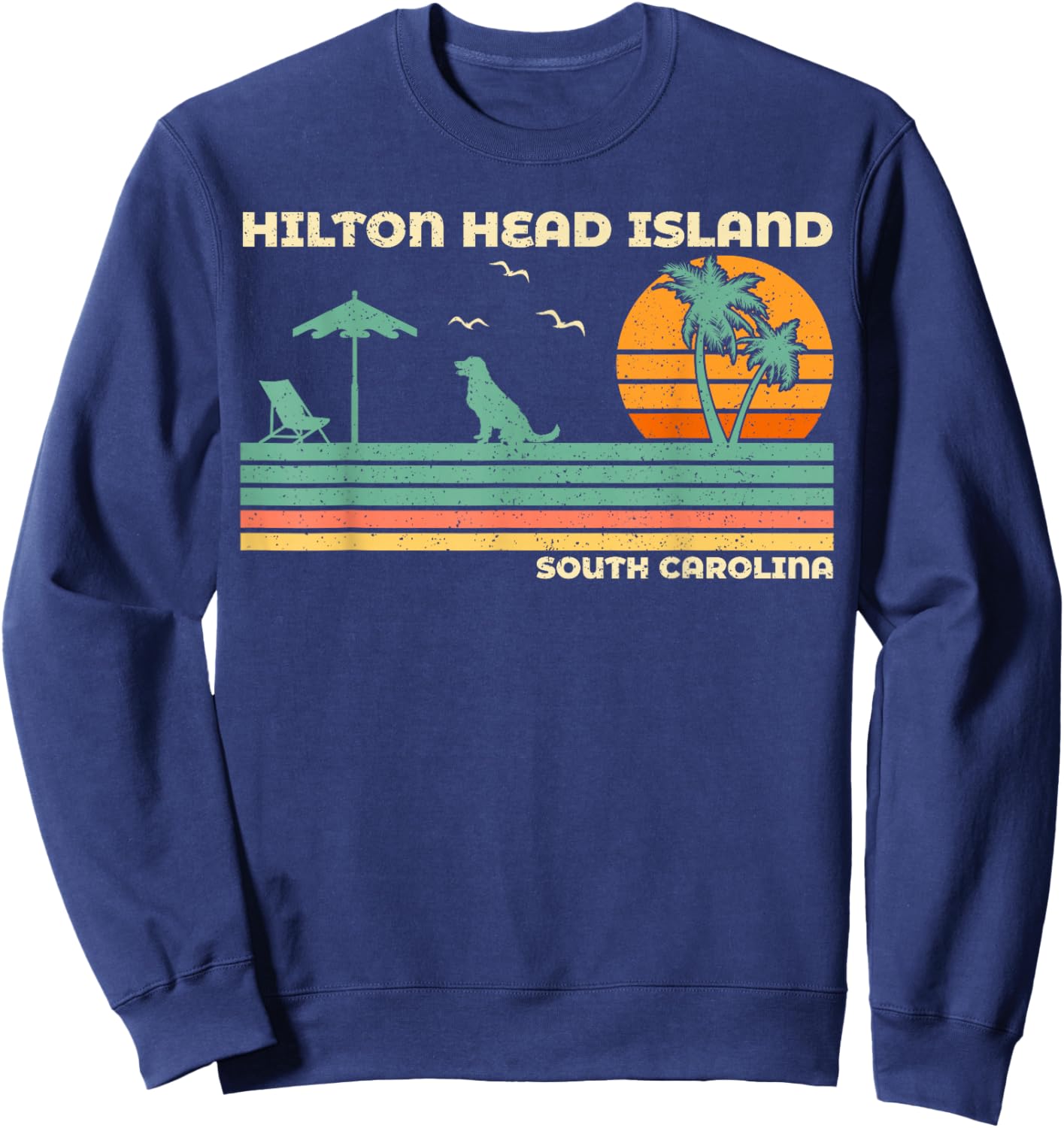 Vintage Family Vacation South Carolina Hilton Head Island Sweatshirt - Sweatshirt | Navy