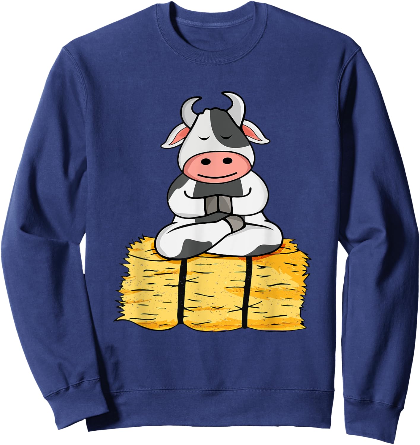 Meditating Cow Lover Yoga Lover Women Meditation Sweatshirt - Sweatshirt | Navy