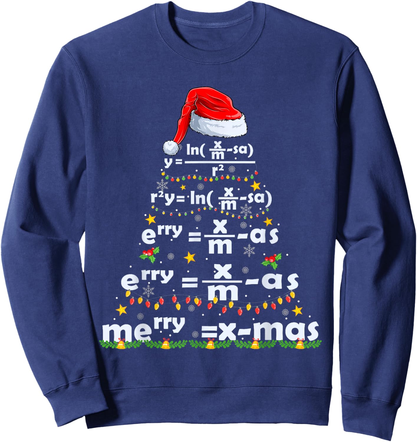 Math Equation Merry X-mas Funny Math Teacher Christmas Humor Men Women Kids Sweatshirt - Sweatshirt | Navy