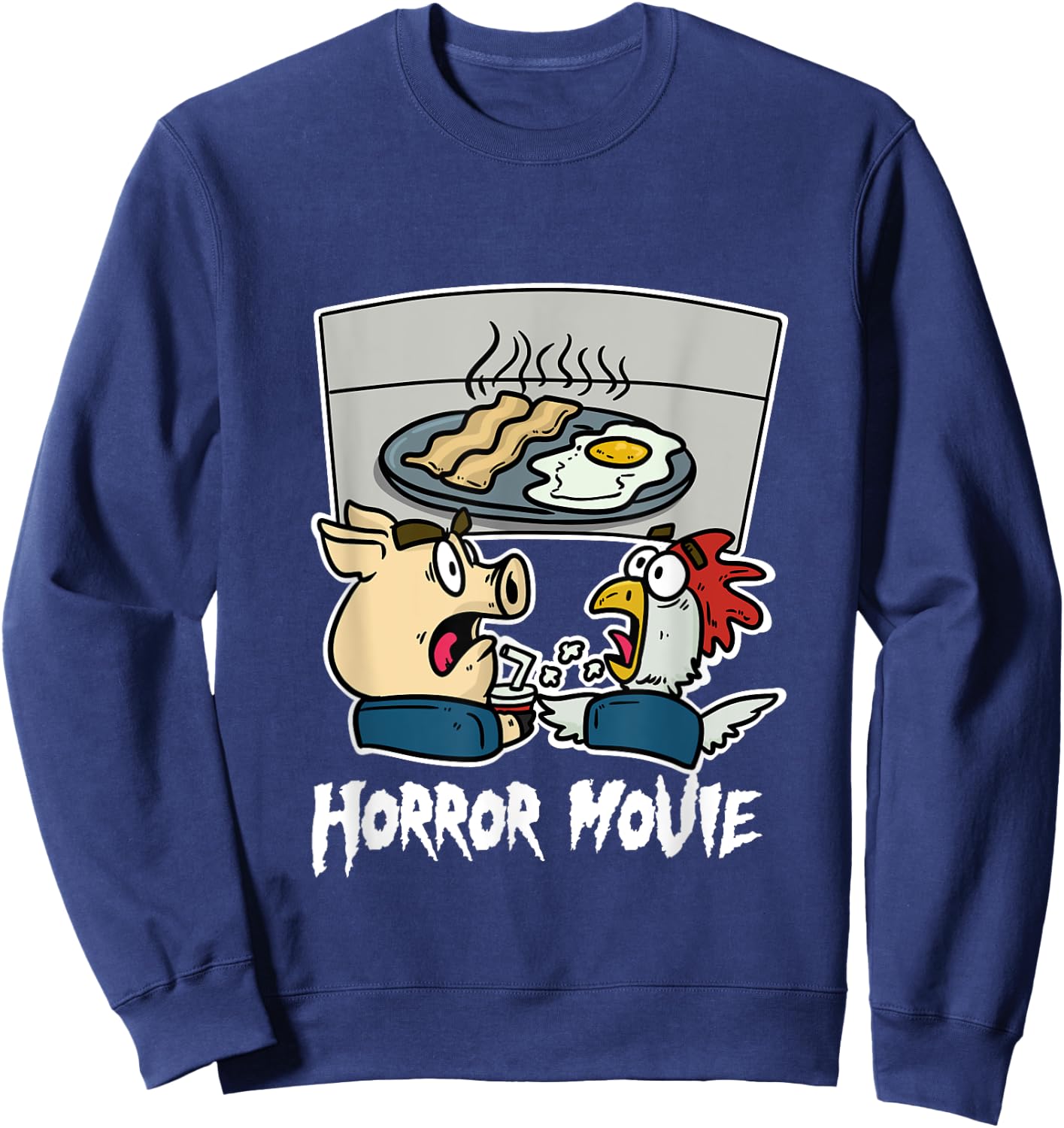 Pig Chicken Horror Film Cinema Horror Film Night Farmers Sweatshirt - Sweatshirt | Navy