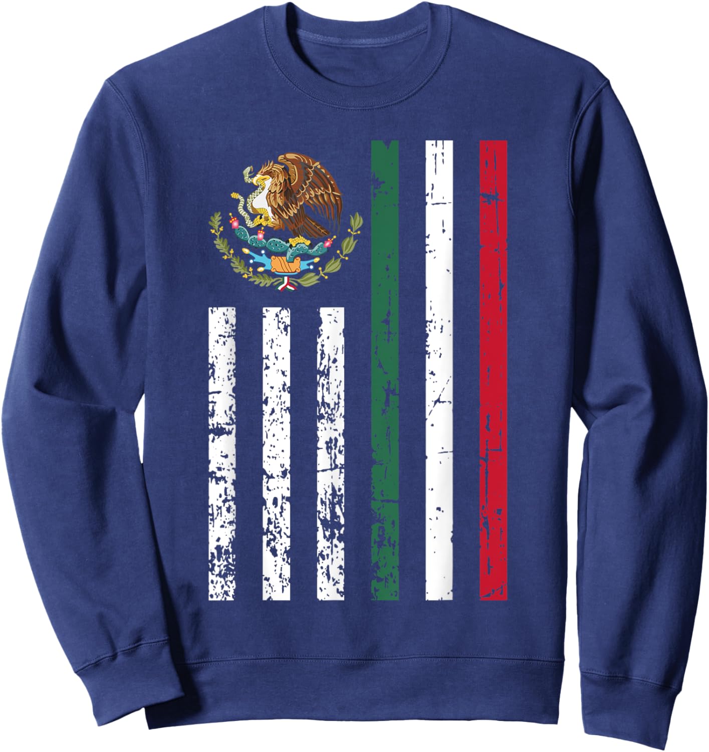 Half Mexican Half American Flag Cinco De Mayo Cool Patriotic Sweatshirt - Sweatshirt | Navy