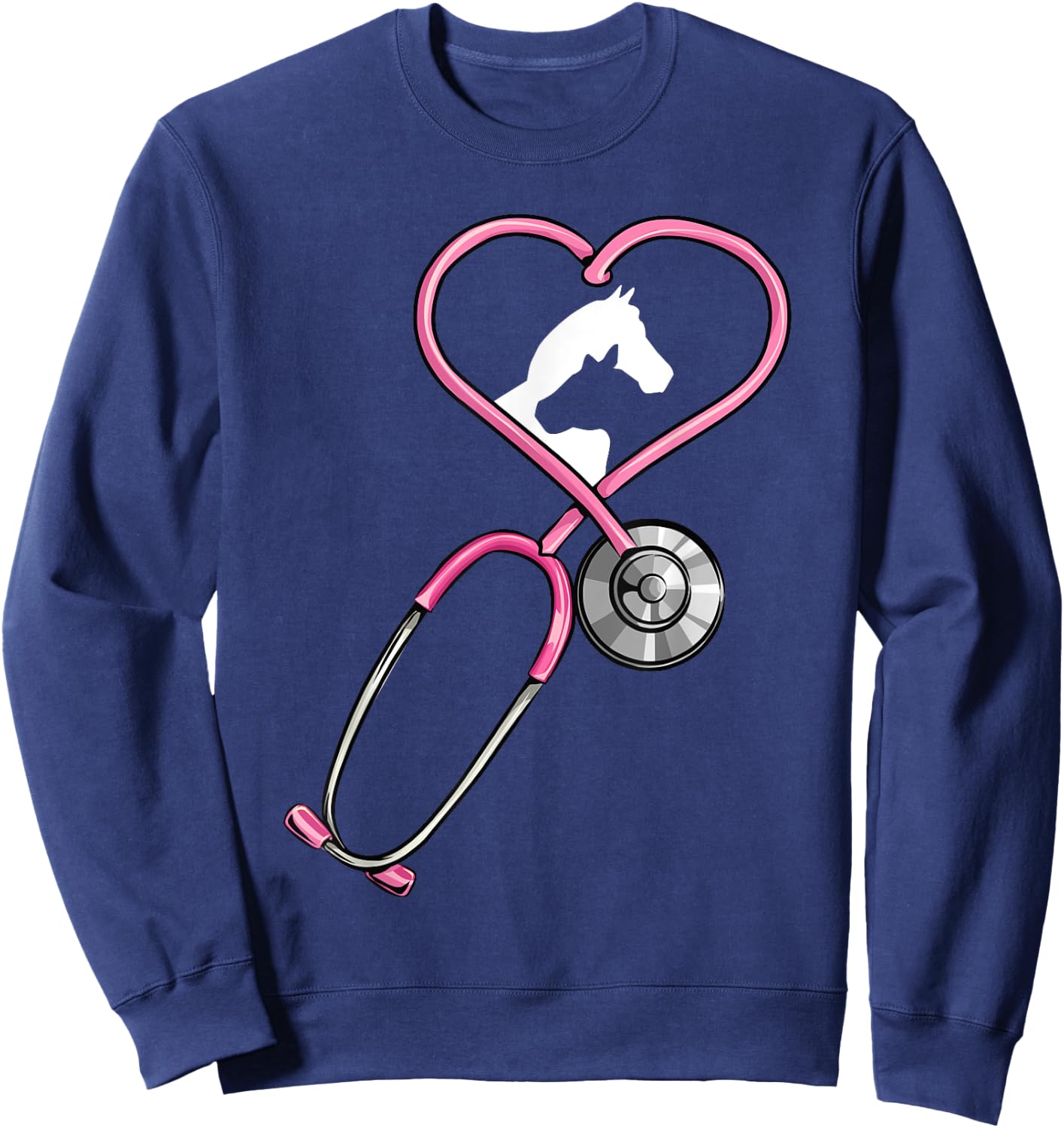Veterinarian Stethoscope Heart of Horse and Cow Vet Women Sweatshirt - Sweatshirt | Navy