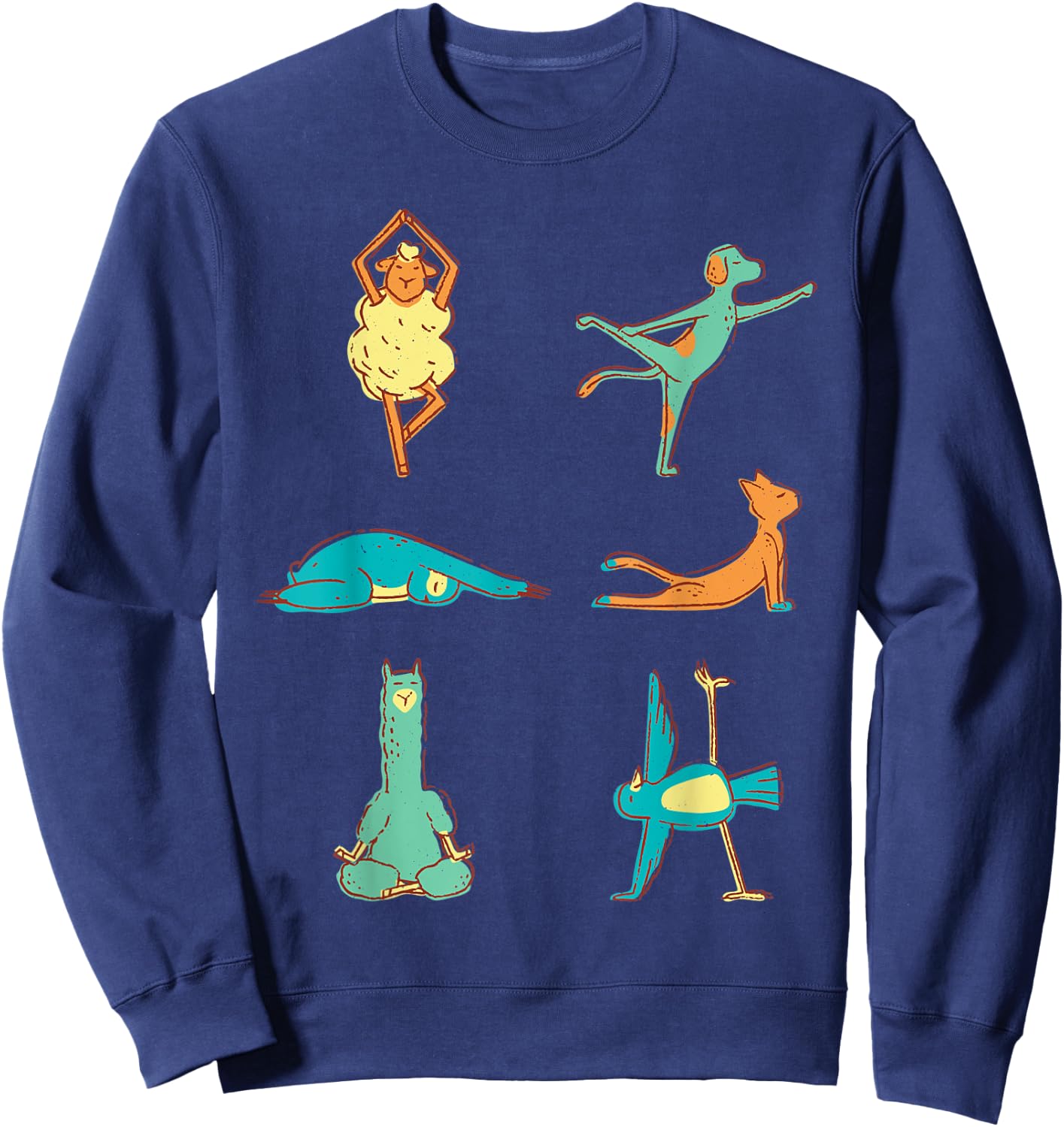 Various animals doing yoga. Sweatshirt - Sweatshirt | Navy