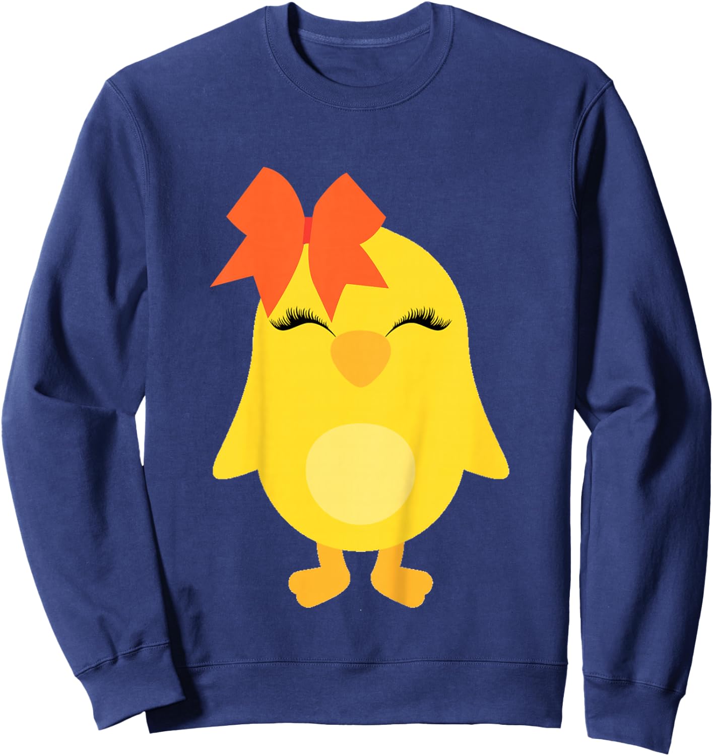 Chick with Bow for Girls Easter Toddler Baby Chicken Sweatshirt - Sweatshirt | Navy
