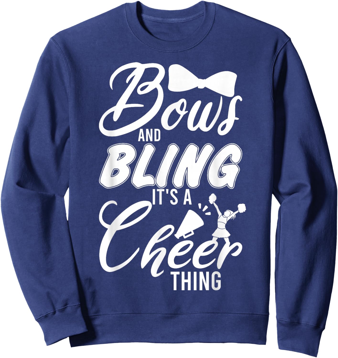 Youth Team Cute Cheerleader Bows And Bling Its A Cheer Thing Sweatshirt - Sweatshirt | Navy