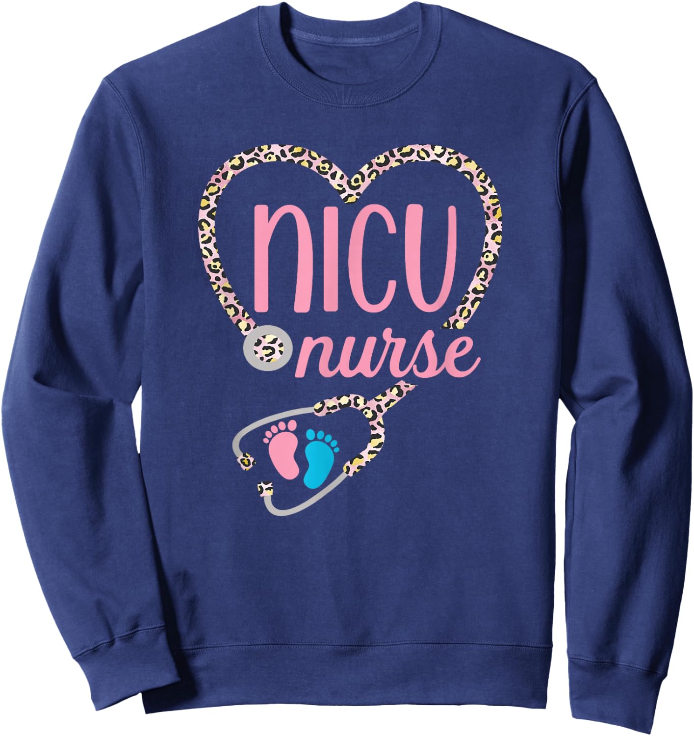 NICU Nurse Nursing Neonatal Leopard Pattern Design Sweatshirt - Sweatshirt | Navy