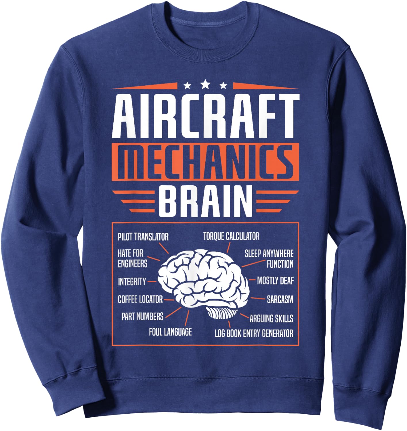 Aircraft Mechanics Brain Mechanic Sweatshirt - Sweatshirt | Navy
