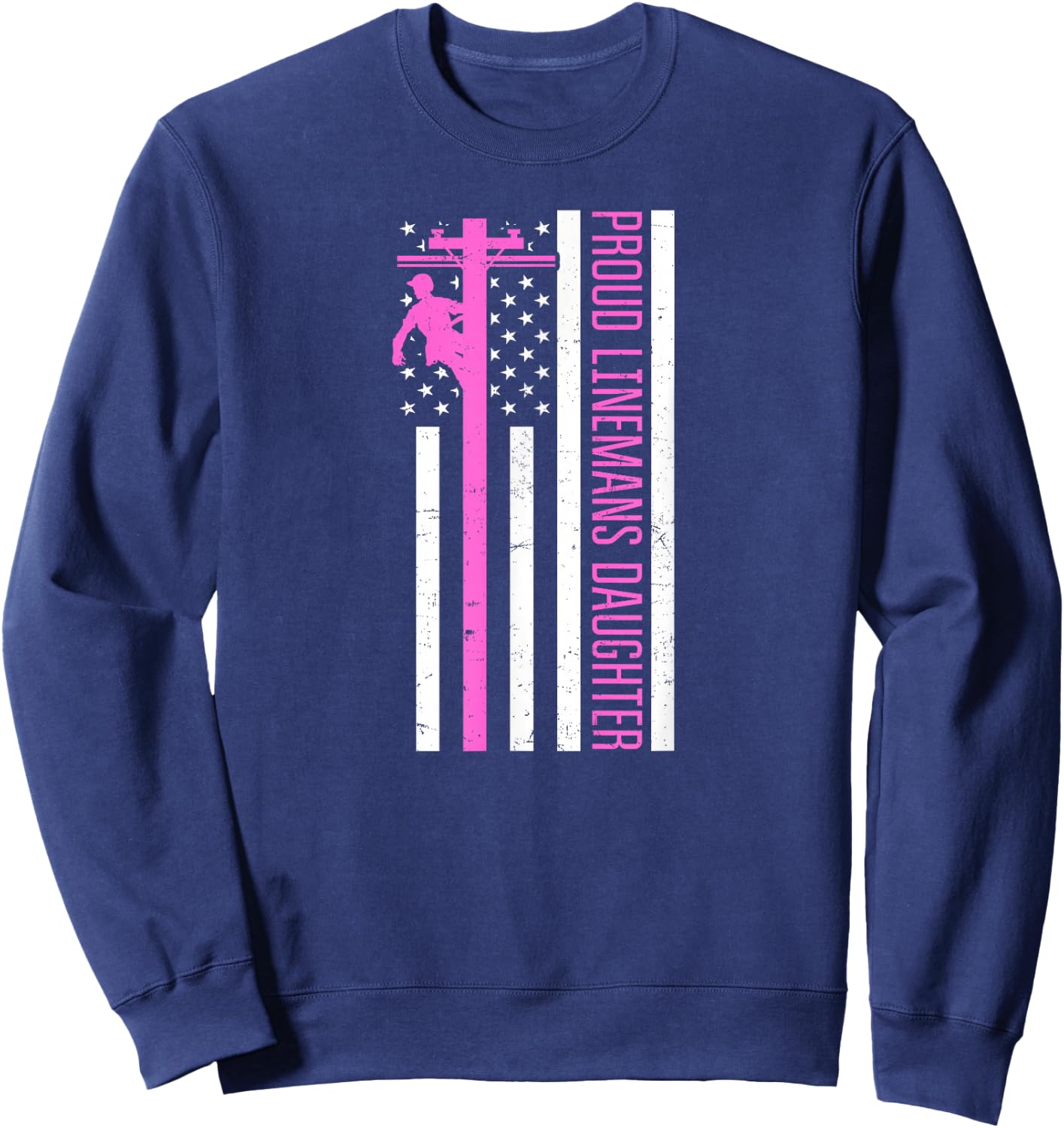 Lineworker Proud Daughter Design Lineman Pole - Men's Black Medium Classic Fit Short Sleeve Sweatshirt - Sweatshirt | Navy