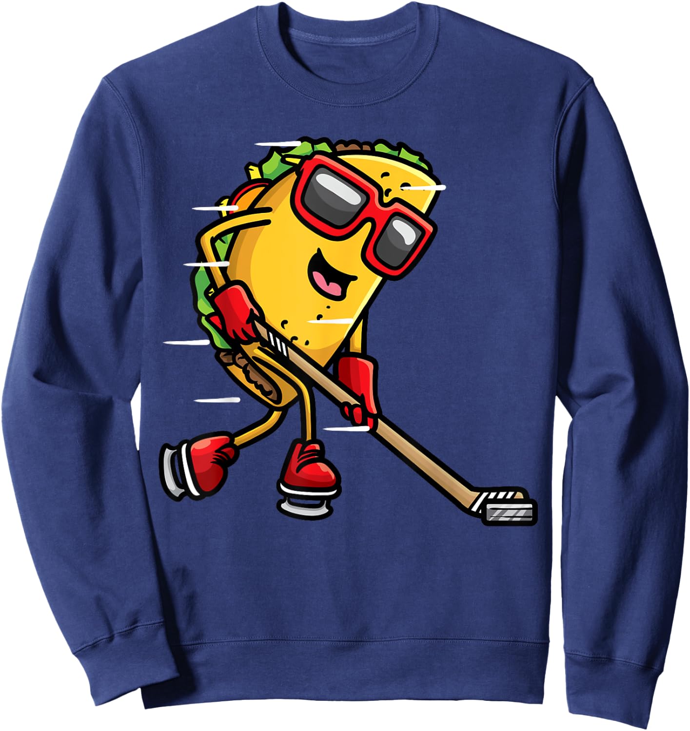 Taco Playing Ice Hockey Player Mexican Food Cinco De Mayo Sweatshirt - Sweatshirt | Navy
