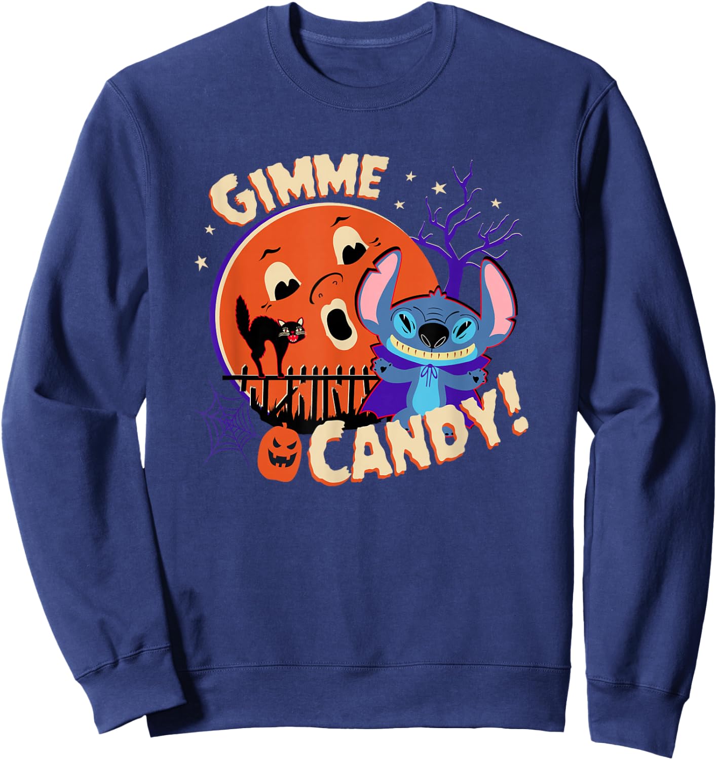 Disney Stitch Gimme Candy Spooky Halloween Sweatshirt - Sweatshirt | Navy