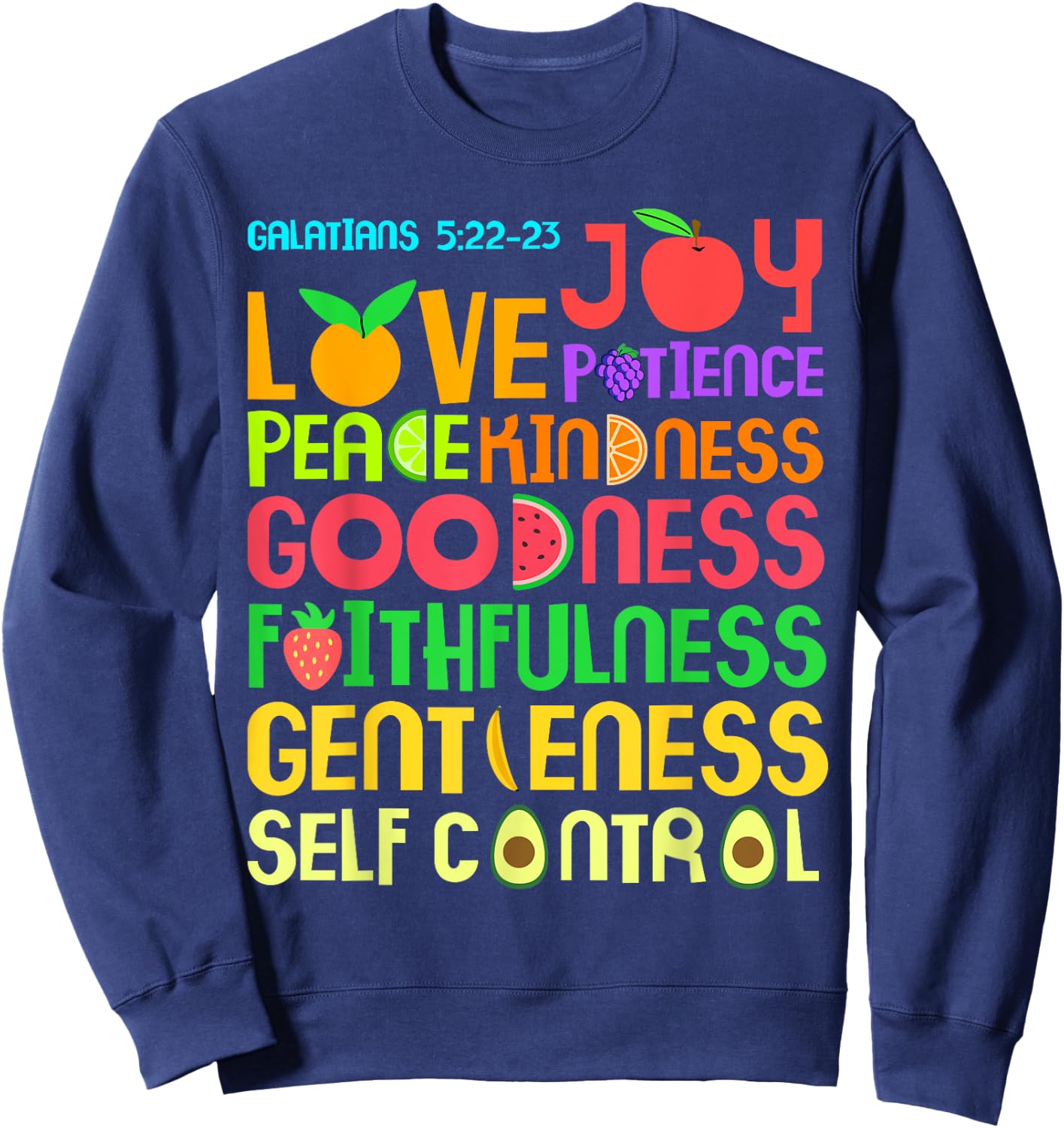 The Fruit of The Spirit - Christian Bible Verse Sweatshirt - Sweatshirt | Navy