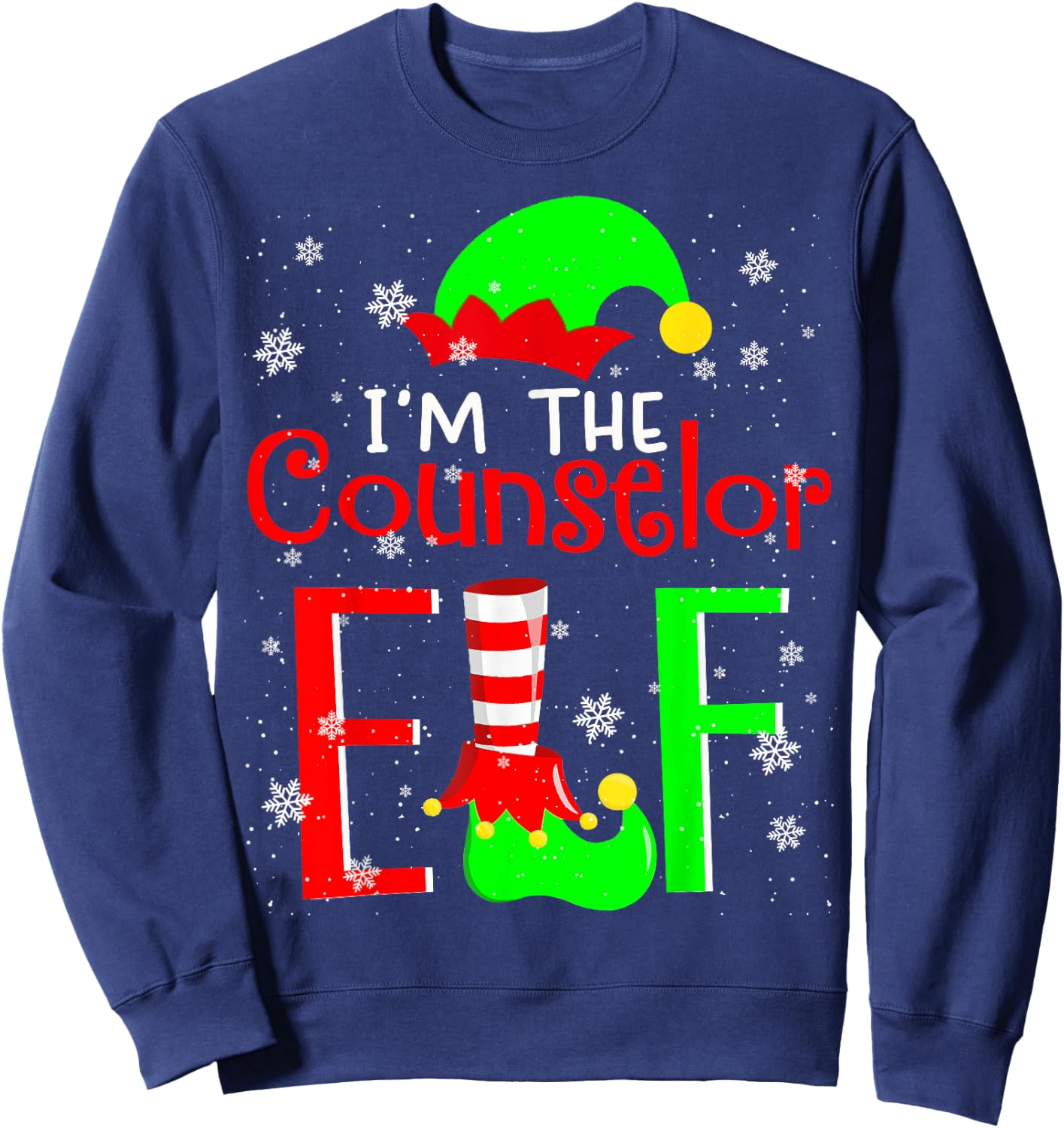 I'm The Counselor ELF Funny Christmas Elf Matching Family Sweatshirt - Sweatshirt | Navy