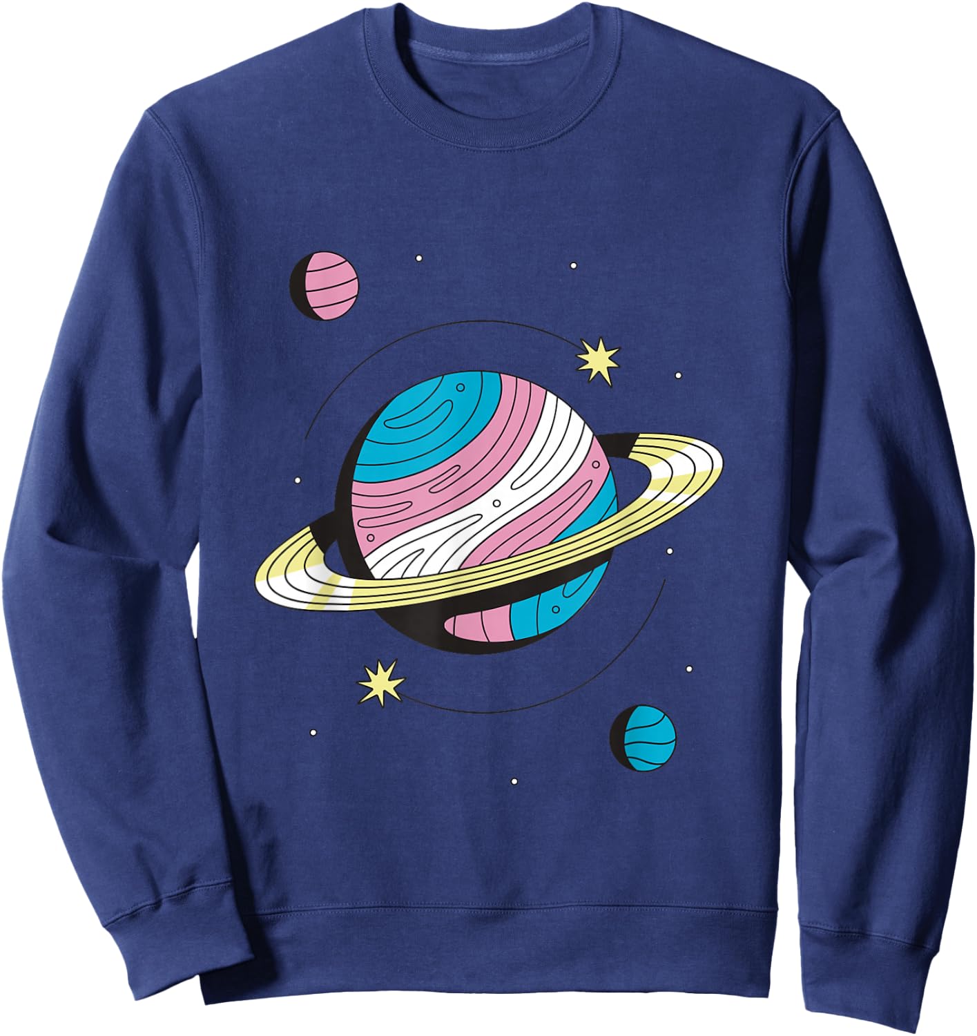 Transgender Outers Space Galaxy Planets Trans Pride Sweatshirt - Sweatshirt | Navy