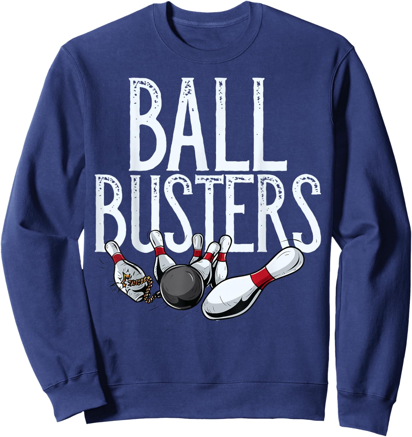 Ball Busters Bowling, Couples Matching Bowling Sweatshirt - Sweatshirt | Navy