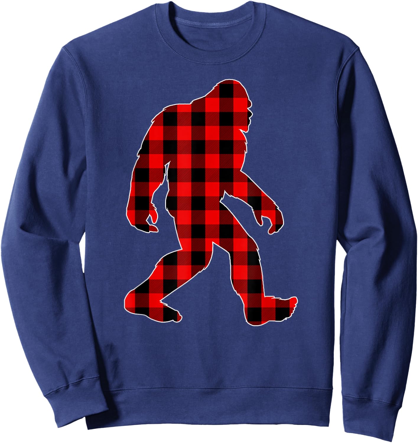 Bigfoot Buffalo Plaid Christmas Family Matching Sweatshirt - Sweatshirt | Navy