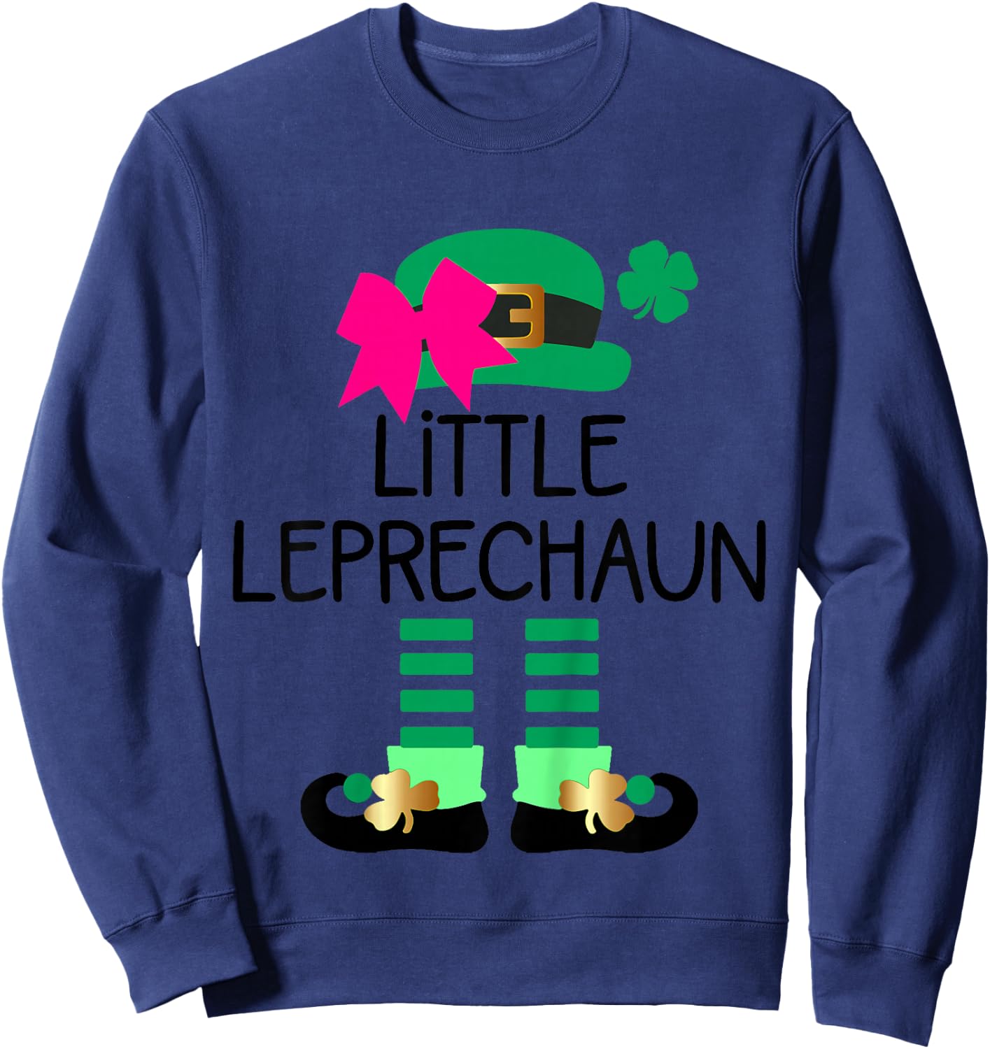 Girls St Patricks Day Toddler Little Leprechaun Bow Costume Sweatshirt - Sweatshirt | Navy