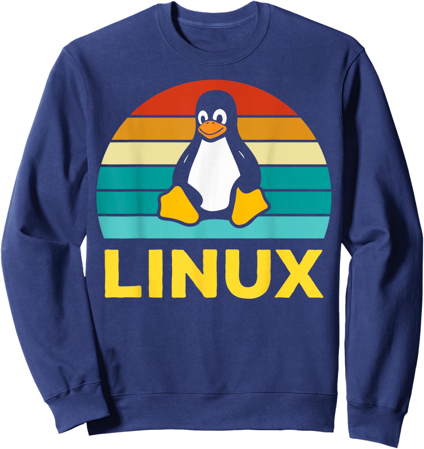 Linux Retro Vintage Penguin Geek Operating System Nerd Sweatshirt - Sweatshirt | Navy