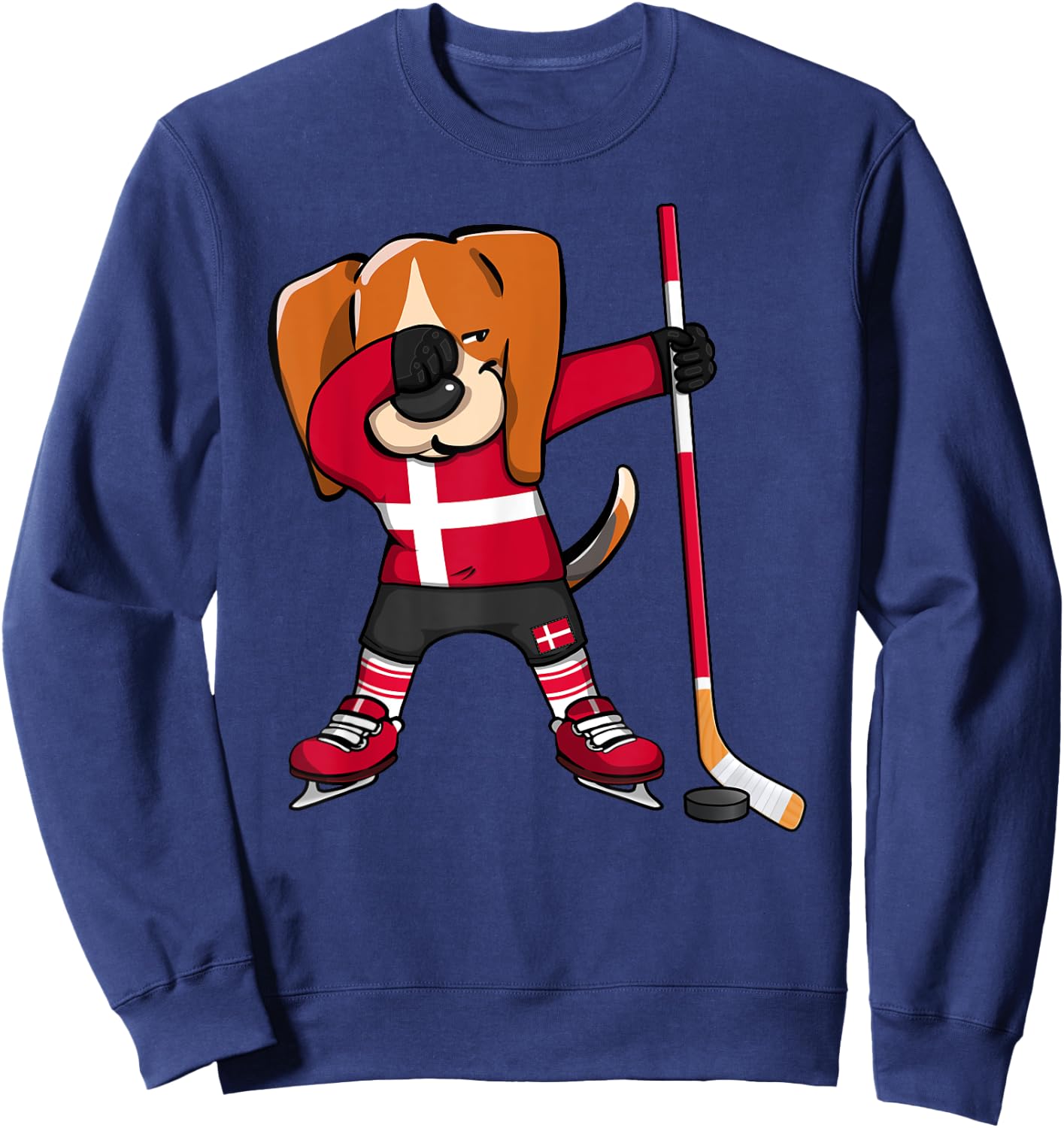 Dabbing Beagle Denmark Ice Hockey Lovers Jersey Winter Sport Sweatshirt - Sweatshirt | Navy