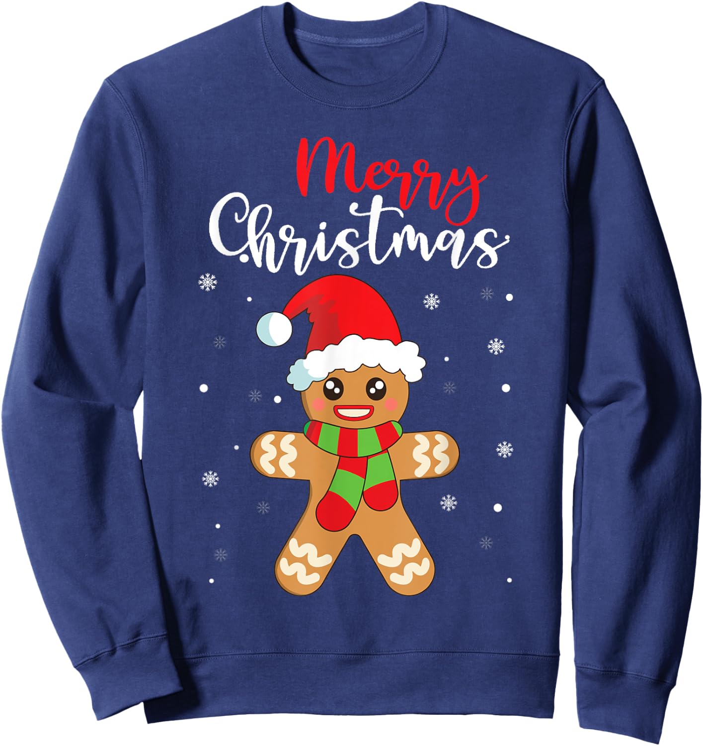 Merry Christmas Shirt Women Girls Kids Gingerbread Man Sweatshirt - Sweatshirt | Navy