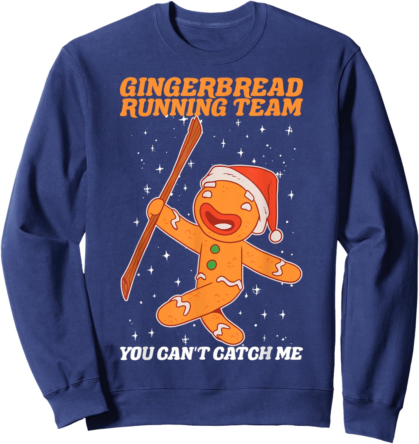 Gingerbread Running Team Christmas Cookie Funny Baking Xmas Sweatshirt - Sweatshirt | Navy