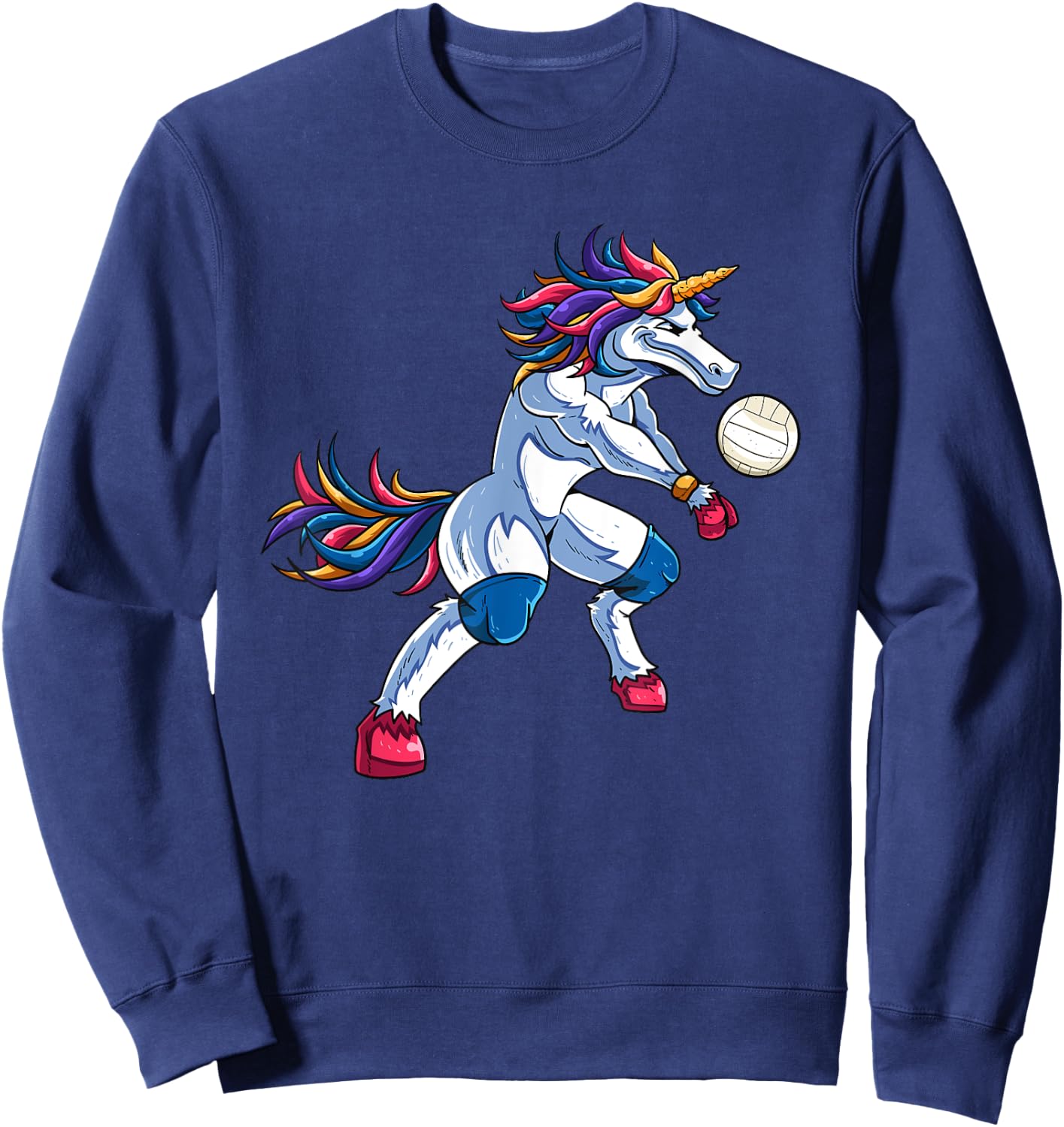 Funny Unicorn Volleyball Mine Rally Beach Player Coach Gifts Men Women Sweatshirt - Sweatshirt | Navy