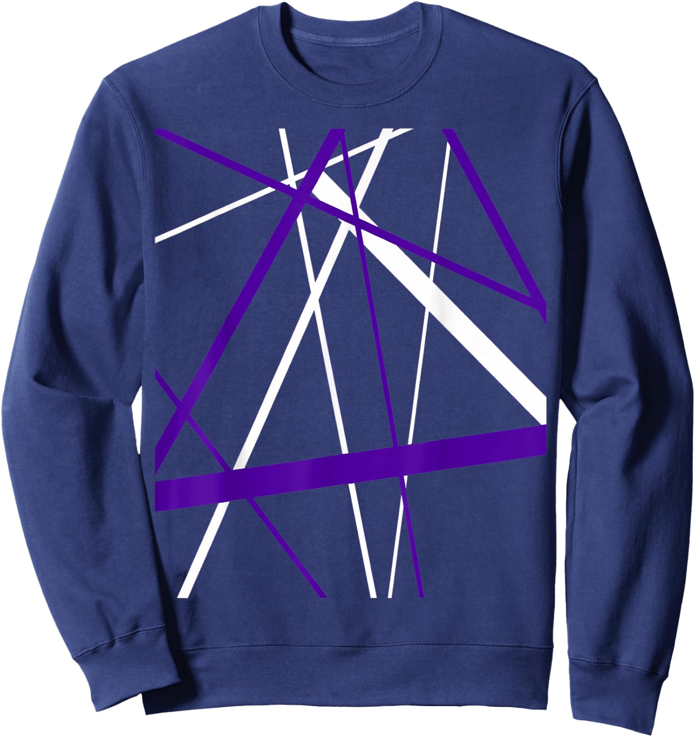 Seamless Abstract White and Lilac Strips Cut Out Pattern Sweatshirt - Sweatshirt | Navy
