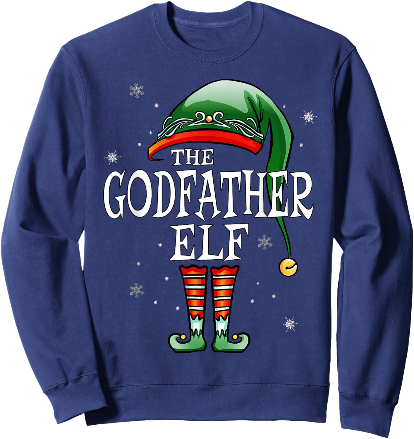 Matching Family Funny The Godfather Elf Christmas Sweatshirt - Sweatshirt | Navy