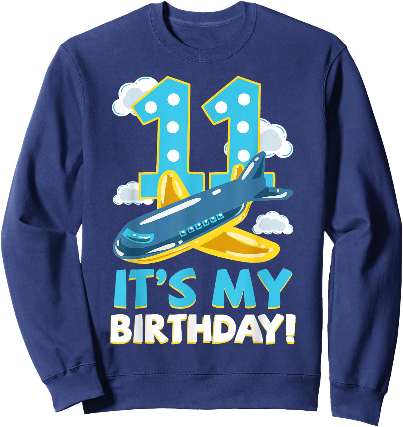 Pilot 11th Birthday Party Aviator Airplane Flight Officer Sweatshirt - Sweatshirt | Navy