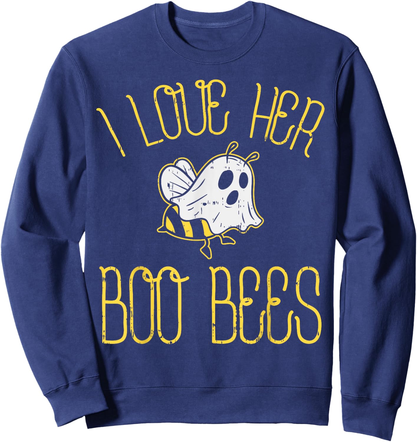 I Love Her Boo Bees Couples Halloween Adult Costume His Men Sweatshirt - Sweatshirt | Navy