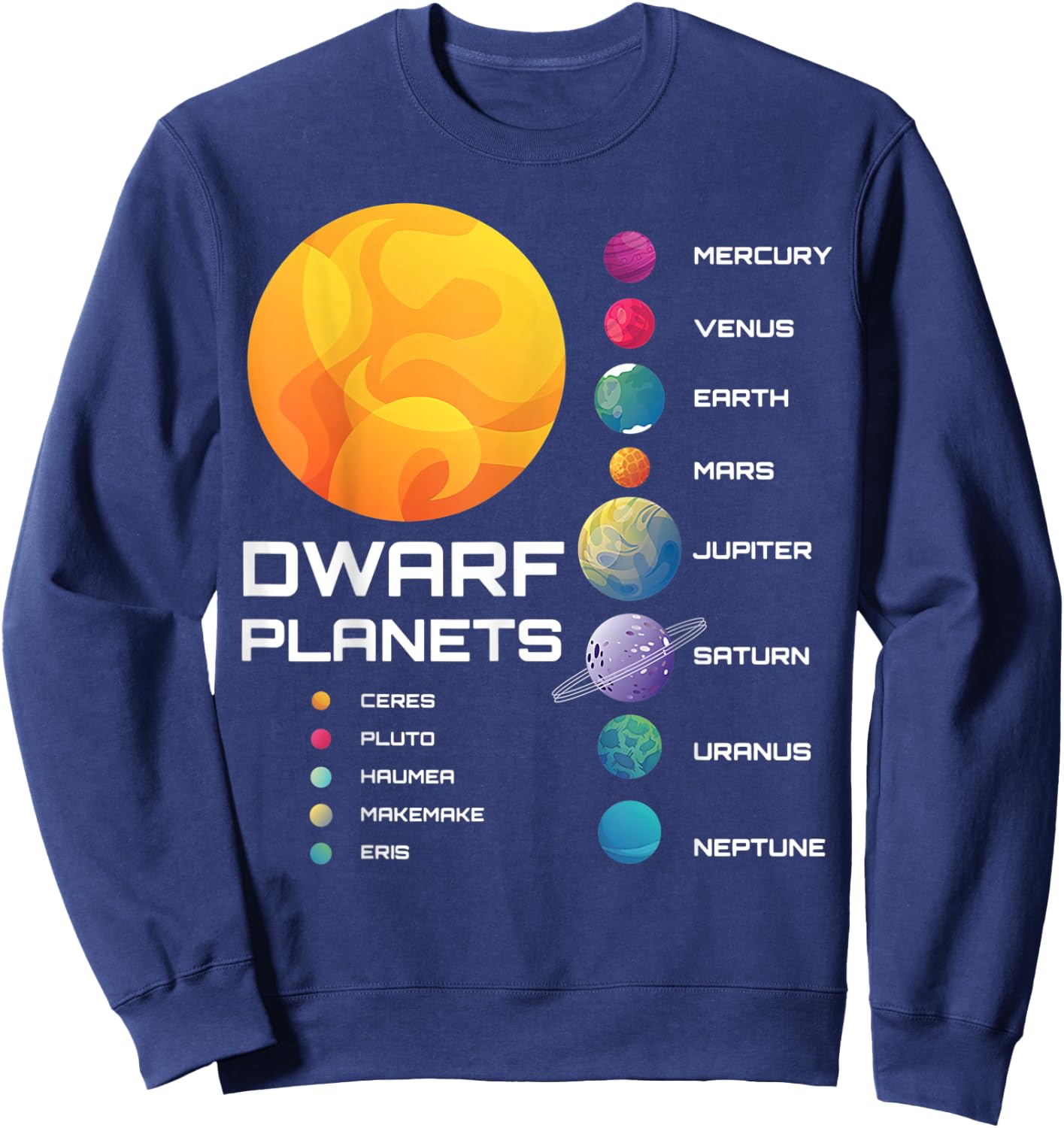 Solar System Dwarf Planets Space Astronaut Sweatshirt - Sweatshirt | Navy