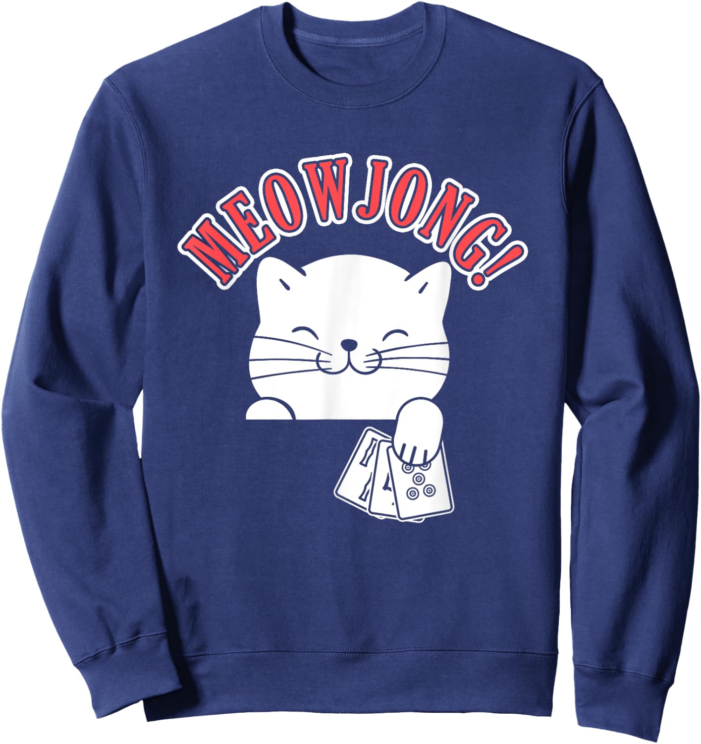 Mahjong Cat Player China Board Game Mah-Jongg Solitaire Men Women Sweatshirt - Sweatshirt | Navy