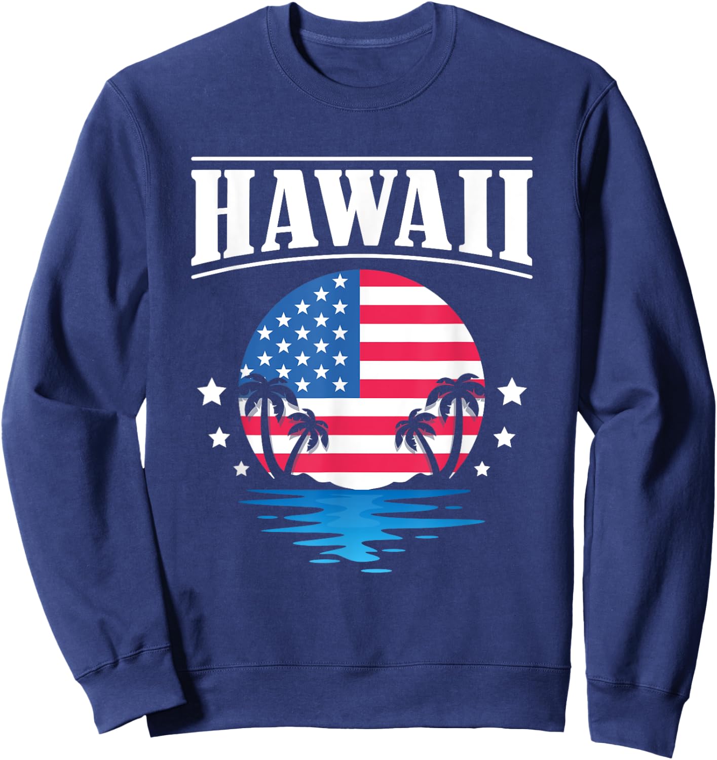 USA Flag America Hawaii Beach Island Hawaiian Men Sweatshirt - Sweatshirt | Navy