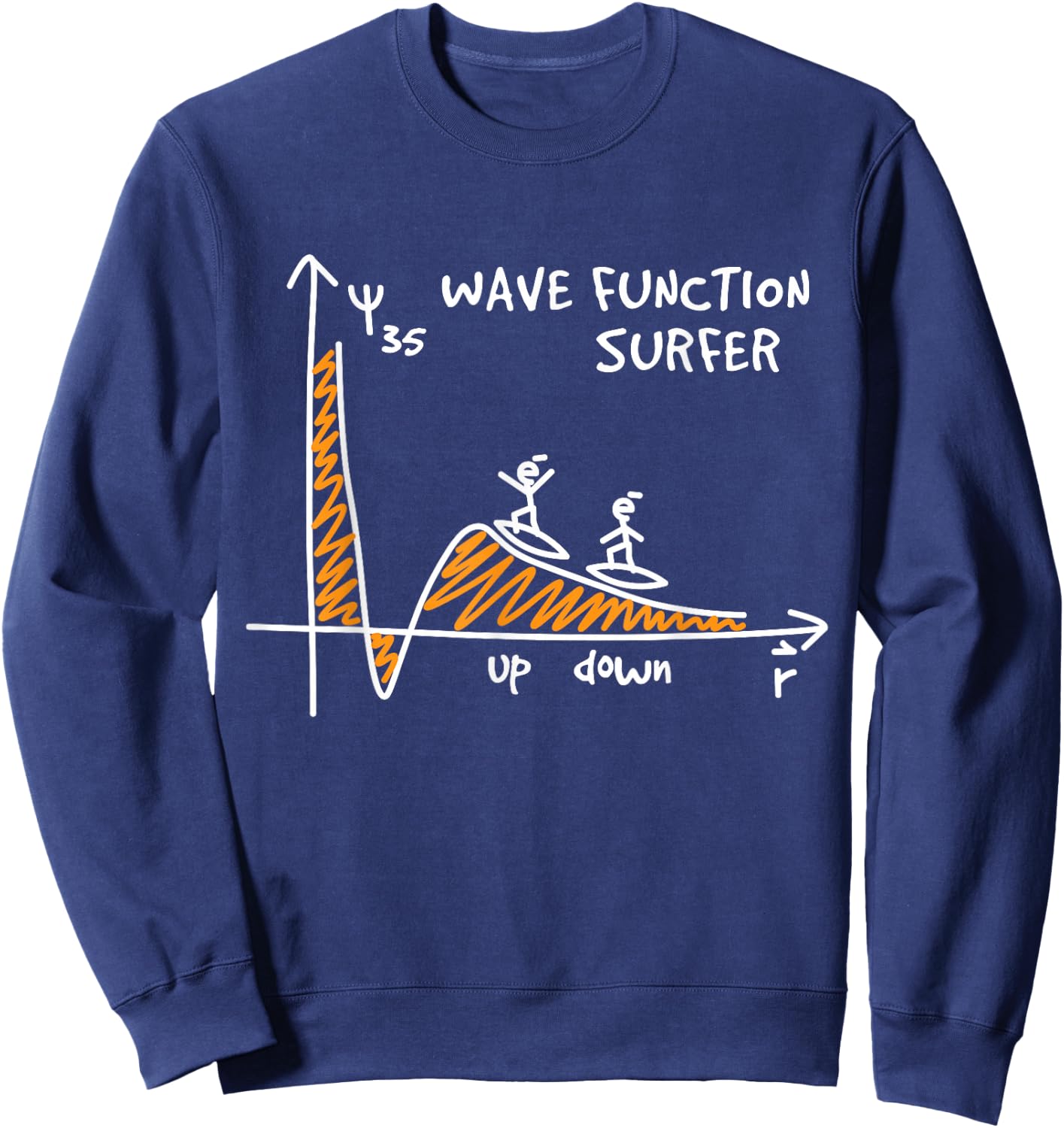 Wave Function Surfer Science Lovers Funny Physics Sweatshirt - Sweatshirt | Navy