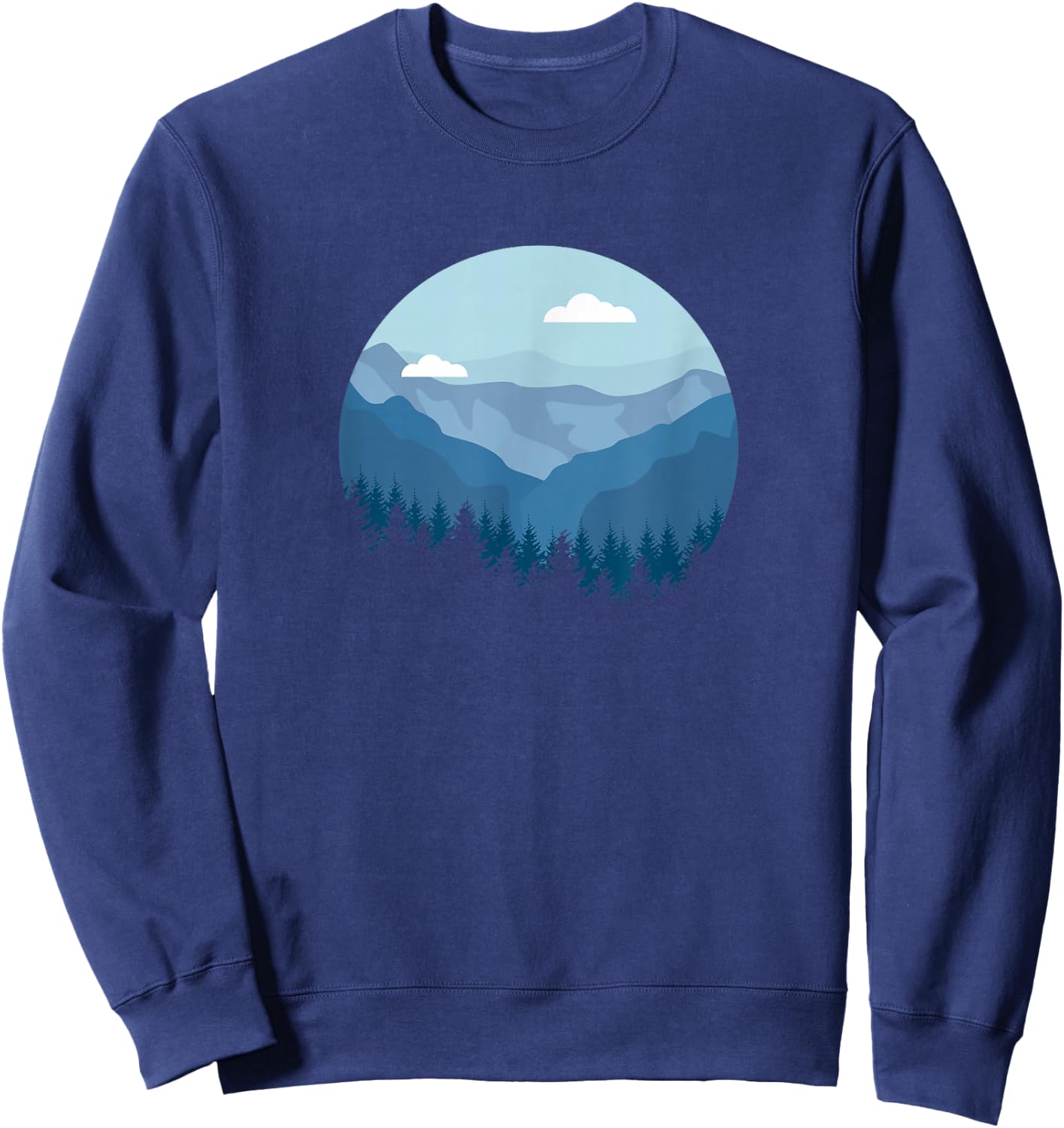 Blue Mountain and Forest Scene Silhouette Sweatshirt - Sweatshirt | Navy
