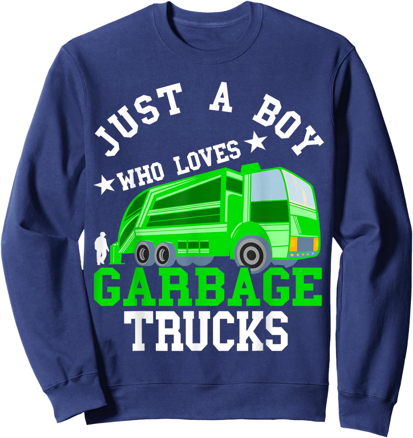 Rubbish Vehicle Boys Garbage Truck Rubbish Car Road Cleaner Sweatshirt - Sweatshirt | Navy