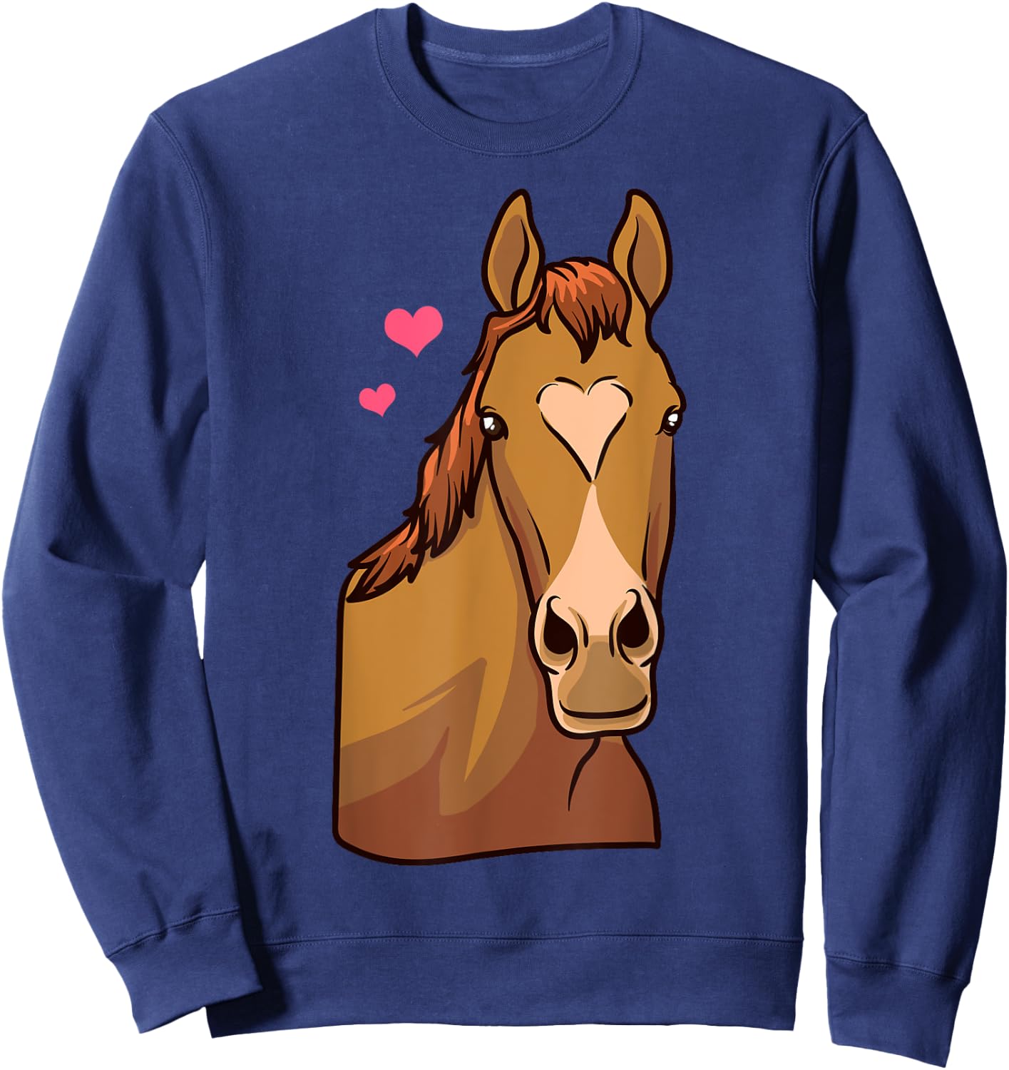 Horse Valentines Day Shirt Heart Pony Horseback Riding Girls Sweatshirt - Sweatshirt | Navy