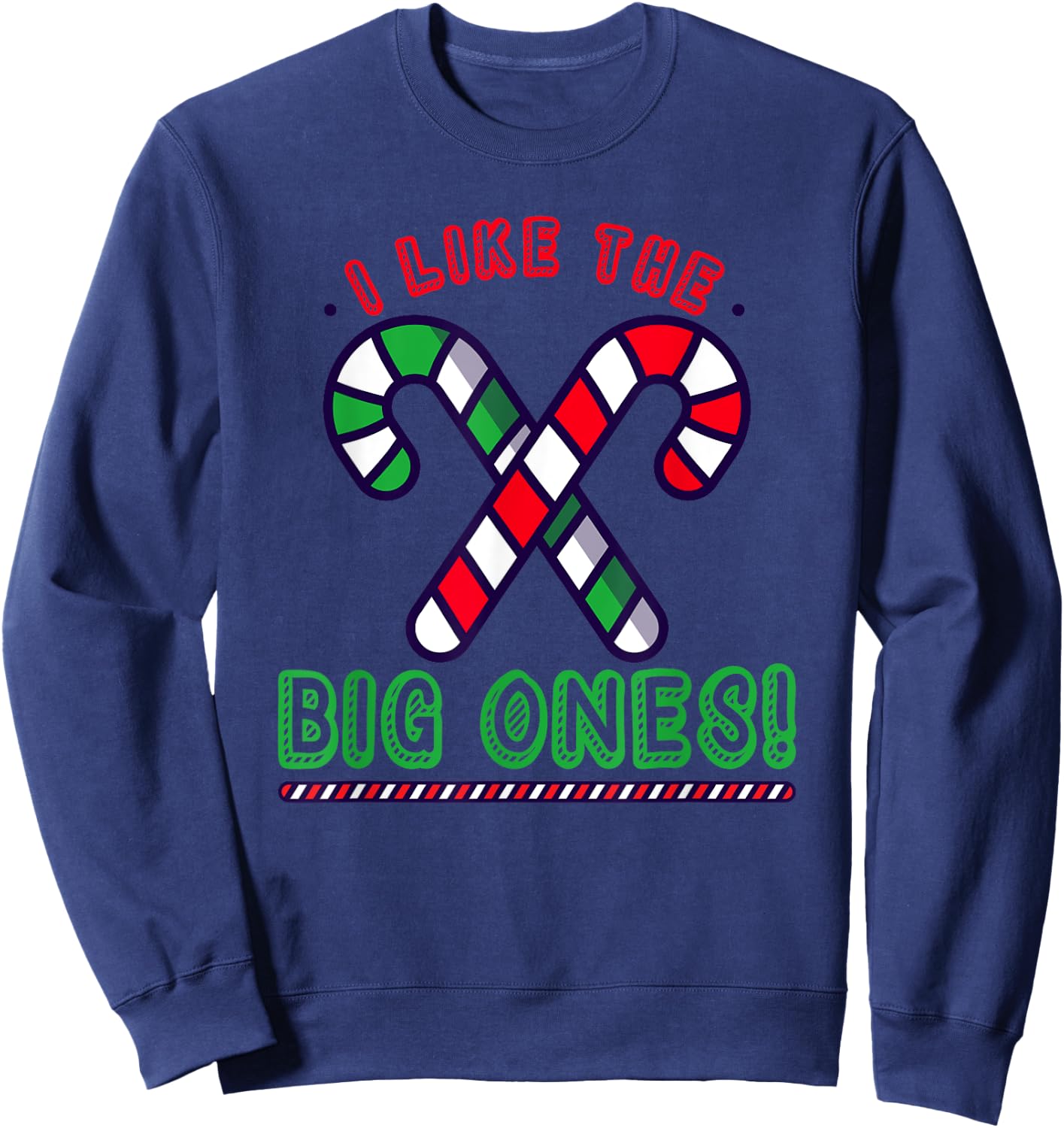Inappropriate Candy Cane Adult Humor Naughty Women Christmas Sweatshirt - Sweatshirt | Navy