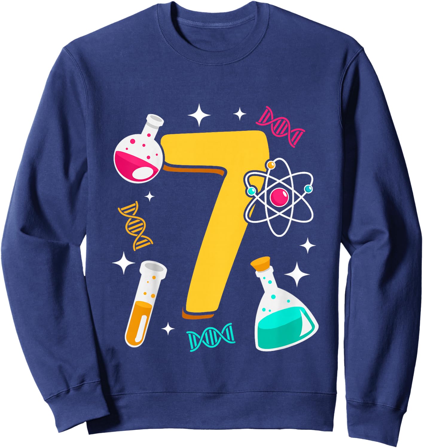 7th Birthday Science Themend Nerd Test Tube Scientist Sweatshirt - Sweatshirt | Navy