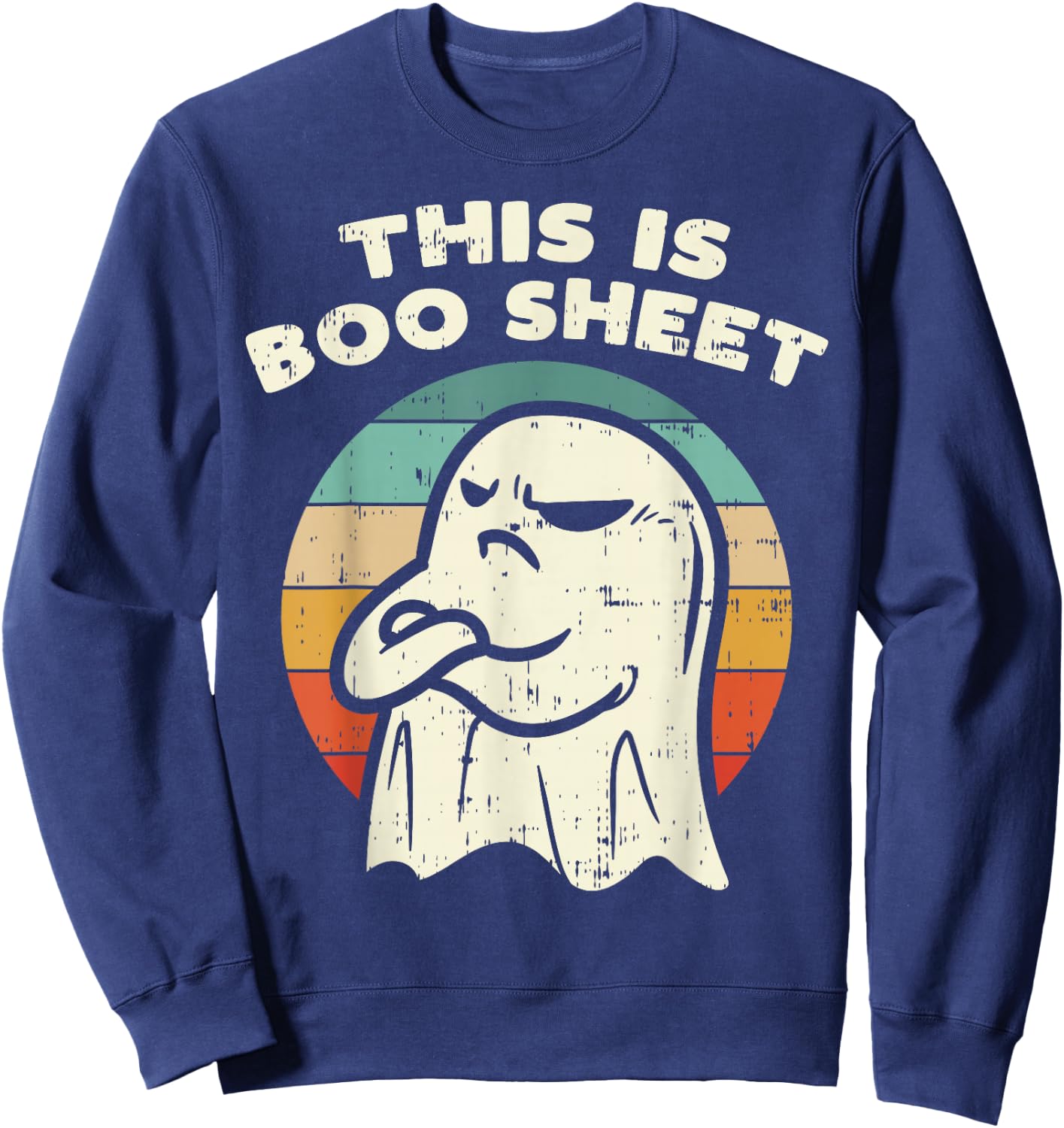 This Is Boo Sheet Ghost Retro Halloween Costume Men Women Sweatshirt - Sweatshirt | Navy
