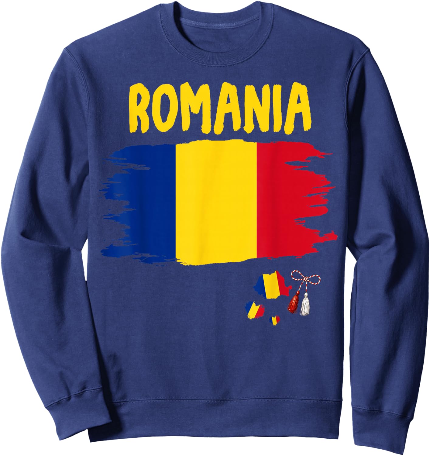 Romanian Flag Outfit Idea & Romania Roots Themed Sweatshirt - Sweatshirt | Navy