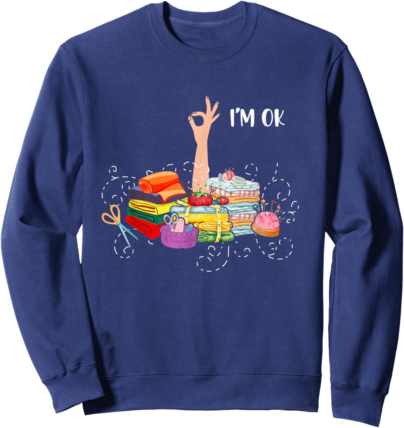 I'm ok fabric quilting Sweatshirt - Sweatshirt | Navy